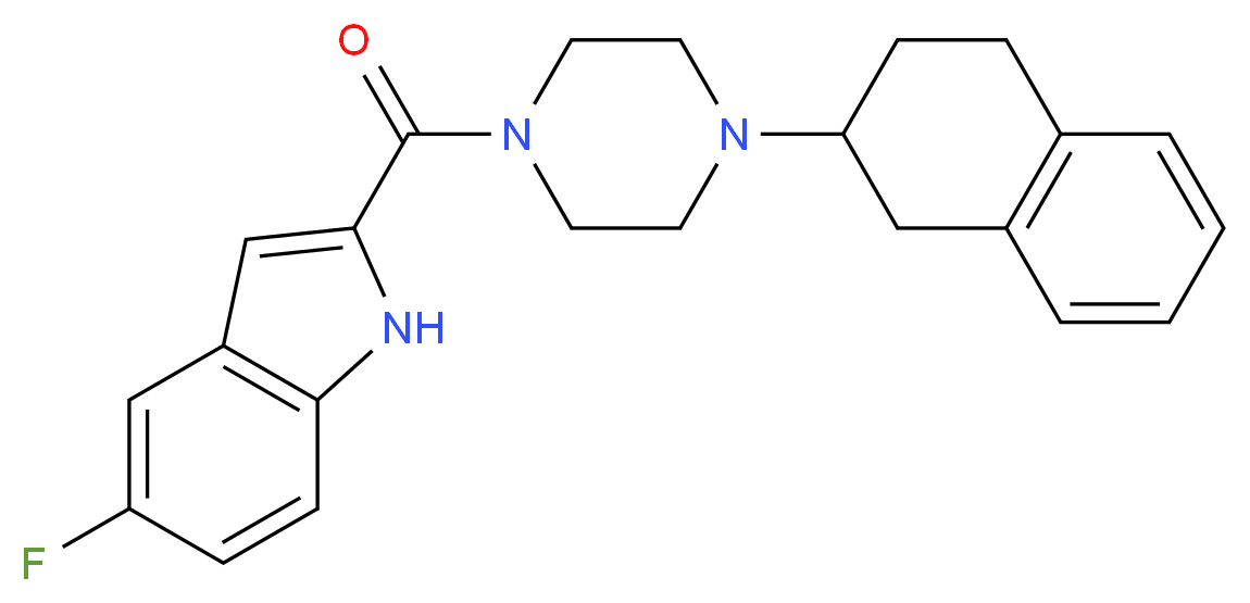 5-fluoro-2-{[4-(1,2,3,4-tetrahydro-2-naphthalenyl)-1-piperazinyl]carbonyl}-1H-indole_分子结构_CAS_)