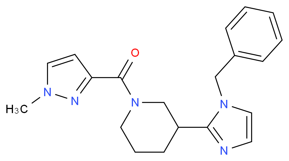 3-(1-benzyl-1H-imidazol-2-yl)-1-[(1-methyl-1H-pyrazol-3-yl)carbonyl]piperidine_分子结构_CAS_)