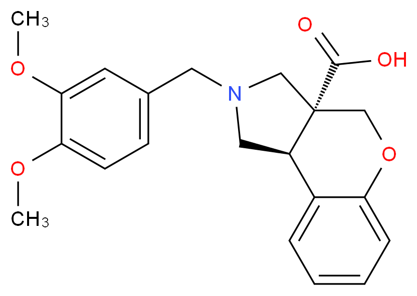 (3aR*,9bR*)-2-(3,4-dimethoxybenzyl)-1,2,3,9b-tetrahydrochromeno[3,4-c]pyrrole-3a(4H)-carboxylic acid_分子结构_CAS_)