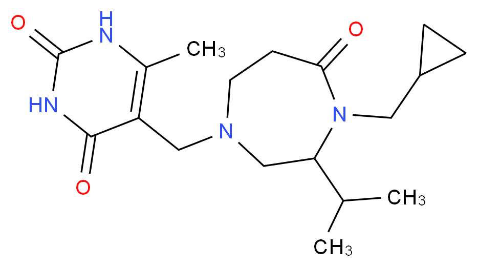 5-{[4-(cyclopropylmethyl)-3-isopropyl-5-oxo-1,4-diazepan-1-yl]methyl}-6-methyl-2,4(1H,3H)-pyrimidinedione_分子结构_CAS_)