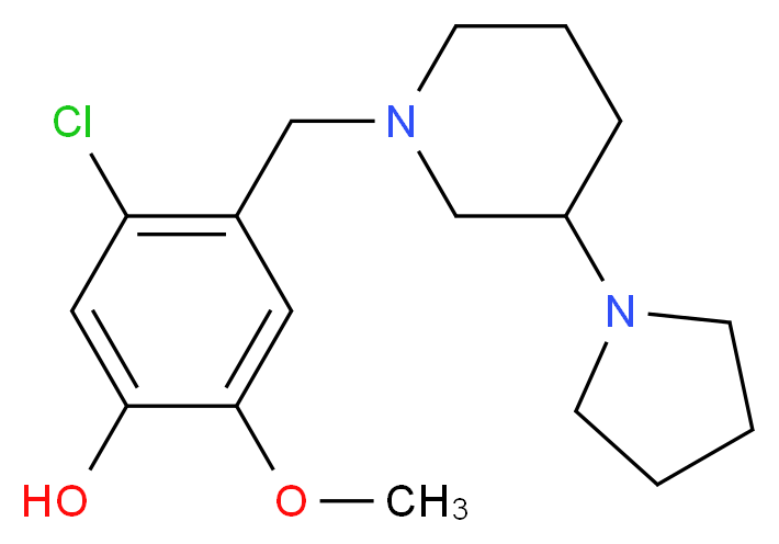 5-chloro-2-methoxy-4-{[3-(1-pyrrolidinyl)-1-piperidinyl]methyl}phenol_分子结构_CAS_)