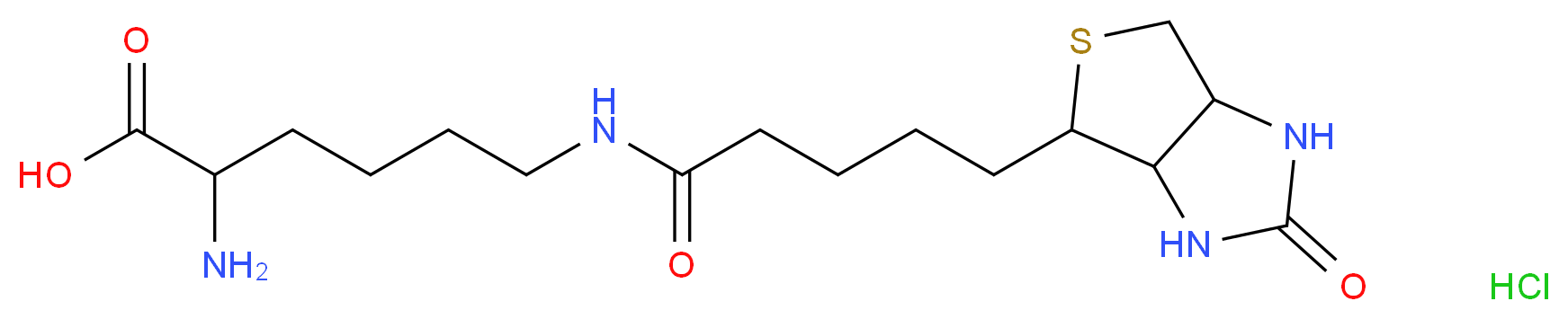 2-amino-6-(5-{2-oxo-hexahydro-1H-thieno[3,4-d]imidazolidin-4-yl}pentanamido)hexanoic acid hydrochloride_分子结构_CAS_98930-70-2