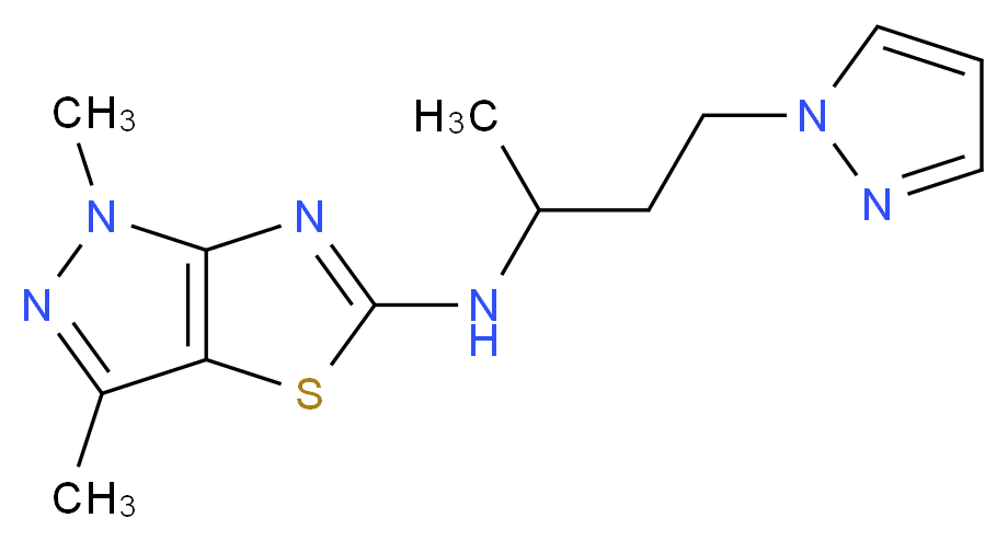 1,3-dimethyl-N-[1-methyl-3-(1H-pyrazol-1-yl)propyl]-1H-pyrazolo[3,4-d][1,3]thiazol-5-amine_分子结构_CAS_)