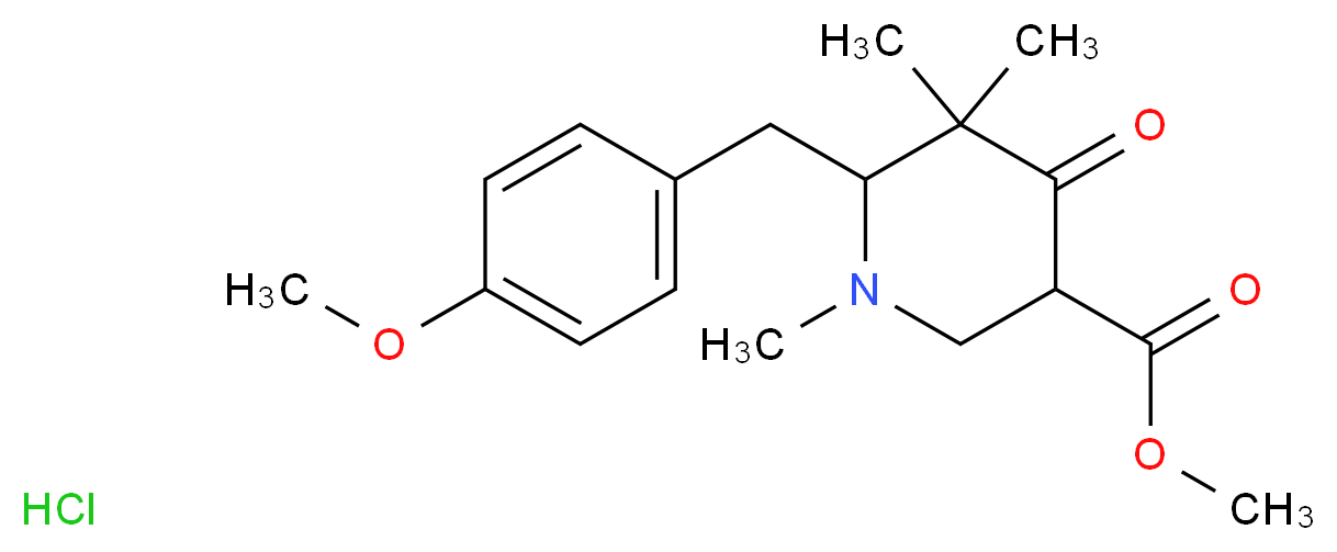 Methyl 2-(p-Methoxybenzyl)-4-oxo-1,3,3-triMethyl-5-piperidinecarboxylate hydrochloride_分子结构_CAS_741999-73-5)