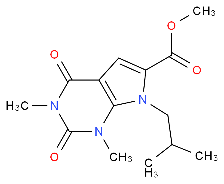 7-异丁基-1,3-二甲基-2,4-二氧-2,3,4,7-四氢-1H-吡咯并[2,3-d]嘧啶-6-羧酸甲酯_分子结构_CAS_1086386-40-4)