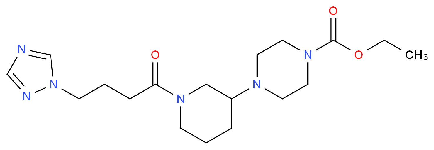 ethyl 4-{1-[4-(1H-1,2,4-triazol-1-yl)butanoyl]-3-piperidinyl}-1-piperazinecarboxylate_分子结构_CAS_)