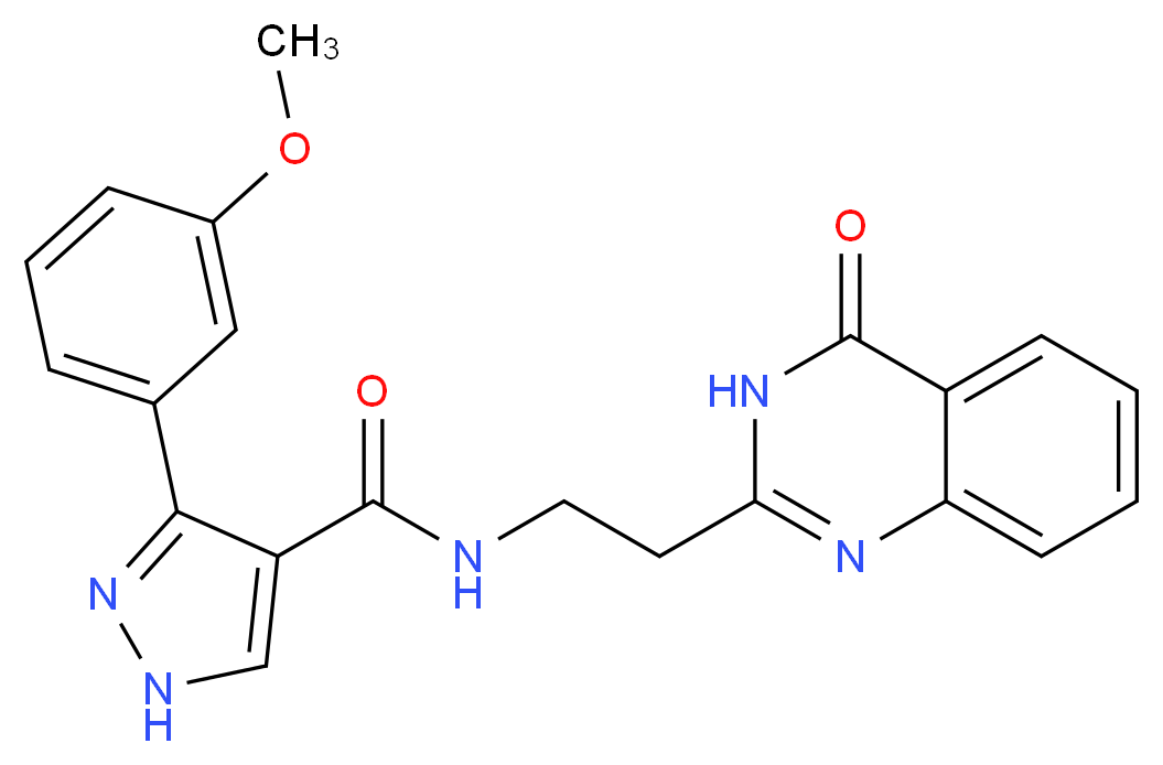 3-(3-methoxyphenyl)-N-[2-(4-oxo-3,4-dihydro-2-quinazolinyl)ethyl]-1H-pyrazole-4-carboxamide_分子结构_CAS_)