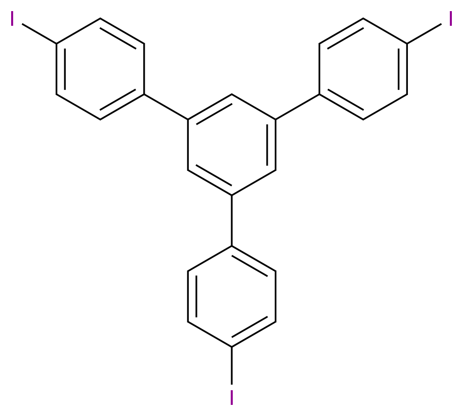 1,3,5-tris(4-iodophenyl)benzene_分子结构_CAS_151417-38-8