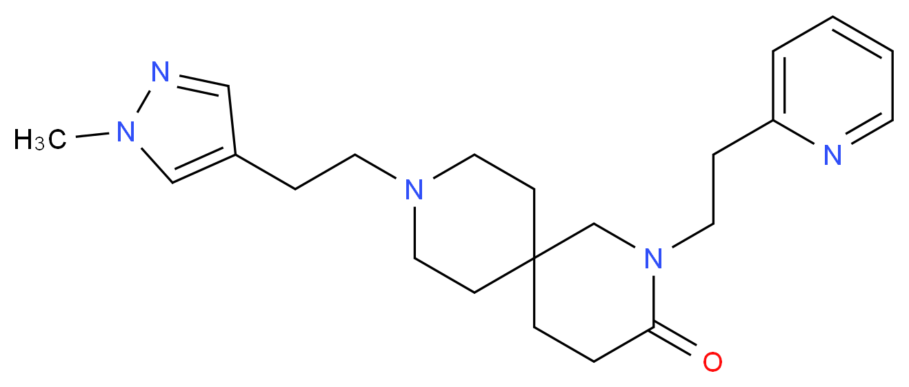 9-[2-(1-methyl-1H-pyrazol-4-yl)ethyl]-2-(2-pyridin-2-ylethyl)-2,9-diazaspiro[5.5]undecan-3-one_分子结构_CAS_)