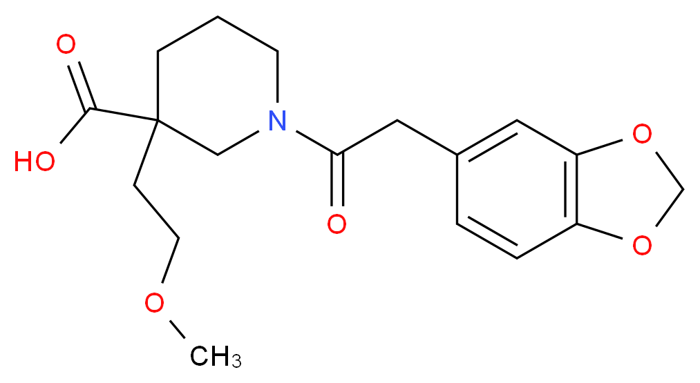 1-(1,3-benzodioxol-5-ylacetyl)-3-(2-methoxyethyl)-3-piperidinecarboxylic acid_分子结构_CAS_)