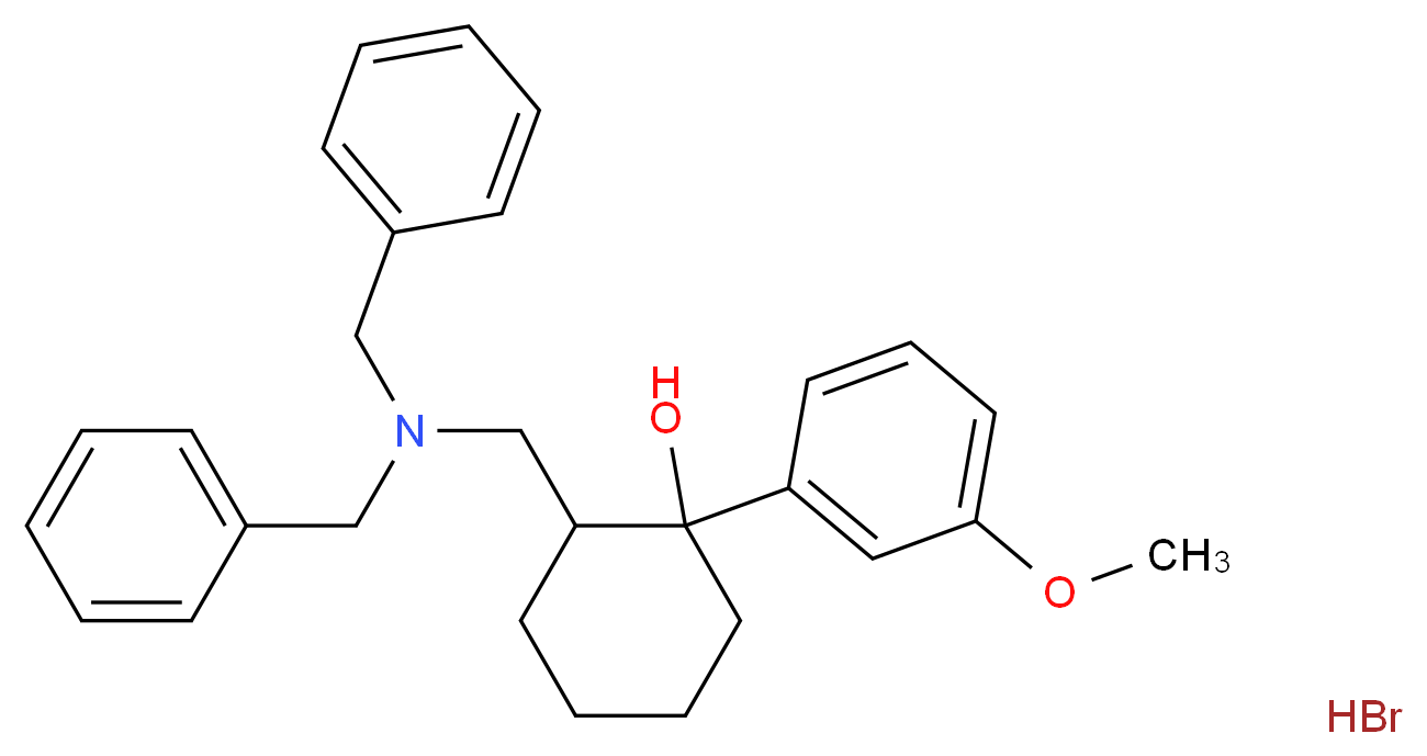 2-[(dibenzylamino)methyl]-1-(3-methoxyphenyl)cyclohexan-1-ol hydrobromide_分子结构_CAS_66170-21-6