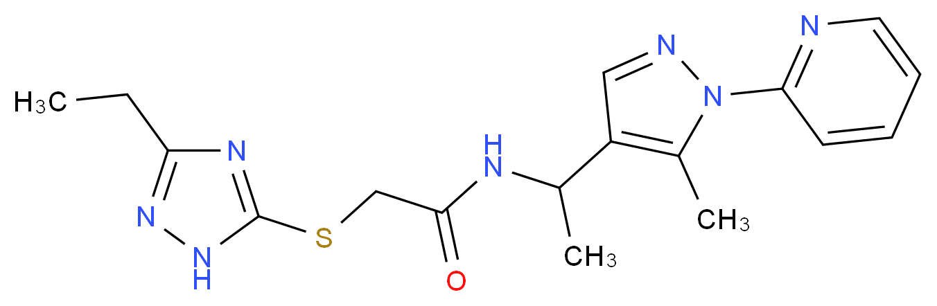2-[(3-ethyl-1H-1,2,4-triazol-5-yl)thio]-N-[1-(5-methyl-1-pyridin-2-yl-1H-pyrazol-4-yl)ethyl]acetamide_分子结构_CAS_)