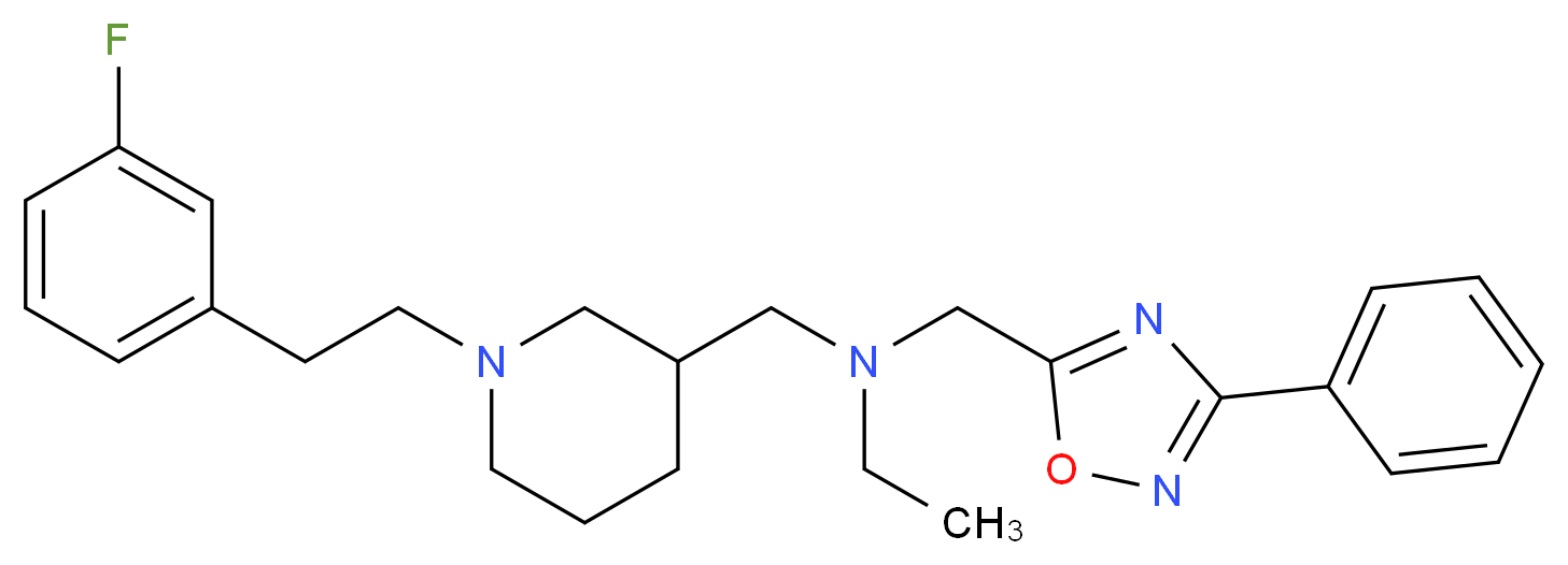 N-({1-[2-(3-fluorophenyl)ethyl]-3-piperidinyl}methyl)-N-[(3-phenyl-1,2,4-oxadiazol-5-yl)methyl]ethanamine_分子结构_CAS_)