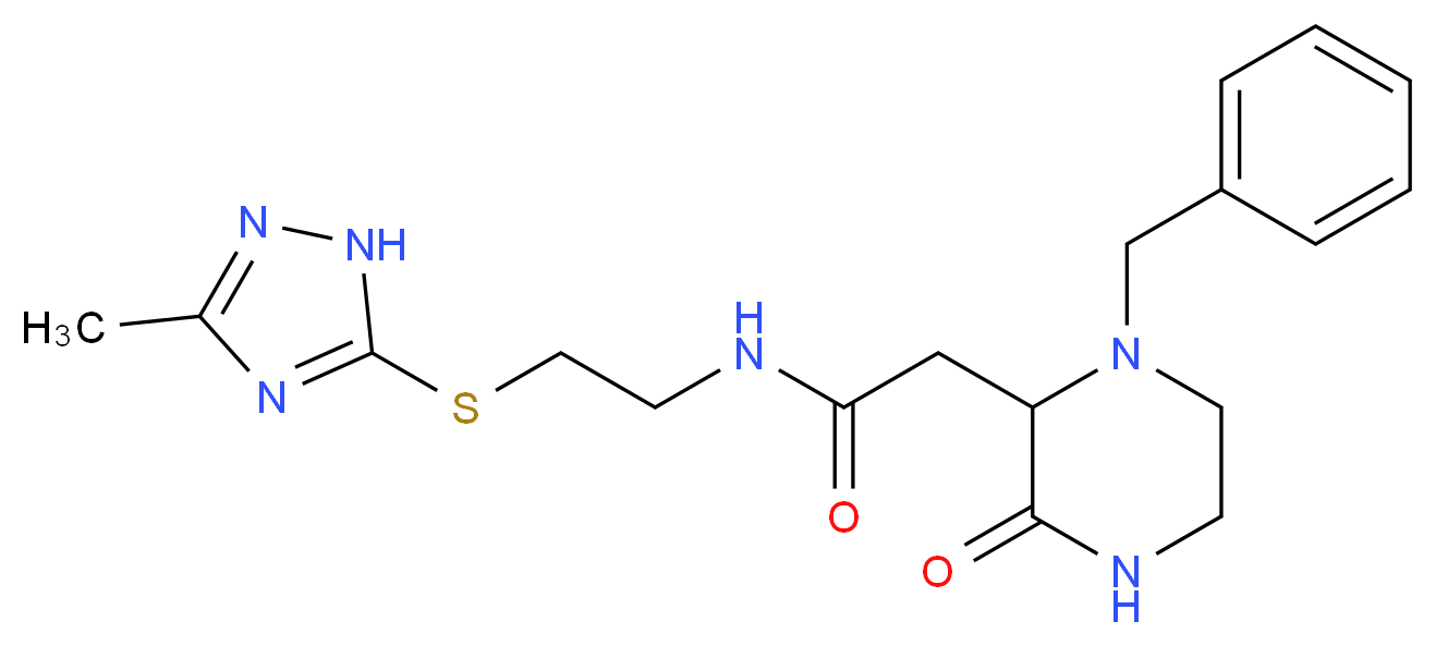 2-(1-benzyl-3-oxopiperazin-2-yl)-N-{2-[(3-methyl-1H-1,2,4-triazol-5-yl)thio]ethyl}acetamide_分子结构_CAS_)