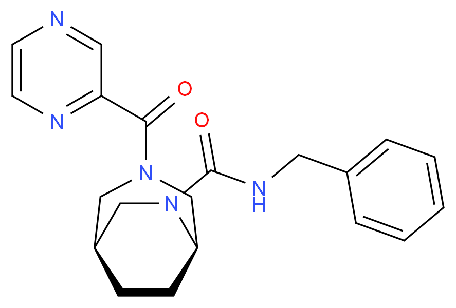 (1S*,5R*)-N-benzyl-3-(2-pyrazinylcarbonyl)-3,6-diazabicyclo[3.2.2]nonane-6-carboxamide_分子结构_CAS_)