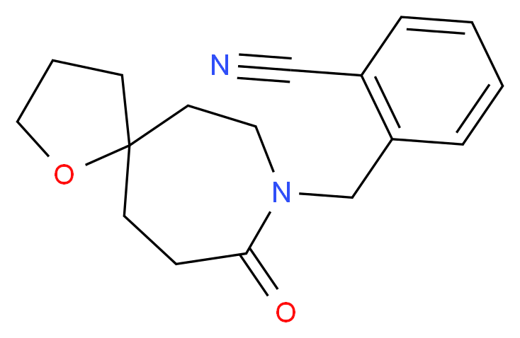 2-[(9-oxo-1-oxa-8-azaspiro[4.6]undec-8-yl)methyl]benzonitrile_分子结构_CAS_)