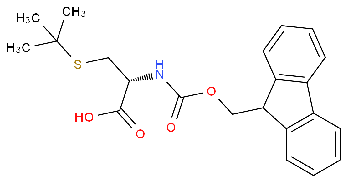 (2R)-3-(tert-butylsulfanyl)-2-{[(9H-fluoren-9-ylmethoxy)carbonyl]amino}propanoic acid_分子结构_CAS_67436-13-9