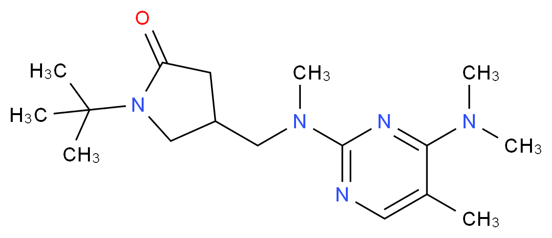 1-tert-butyl-4-{[[4-(dimethylamino)-5-methylpyrimidin-2-yl](methyl)amino]methyl}pyrrolidin-2-one_分子结构_CAS_)