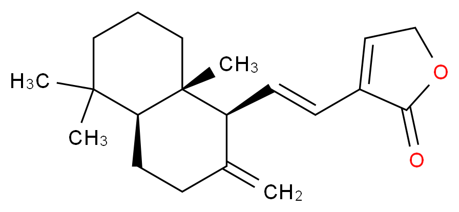 3-[(E)-2-[(1S,4aS,8aS)-5,5,8a-trimethyl-2-methylidene-decahydronaphthalen-1-yl]ethenyl]-2,5-dihydrofuran-2-one_分子结构_CAS_160598-92-5