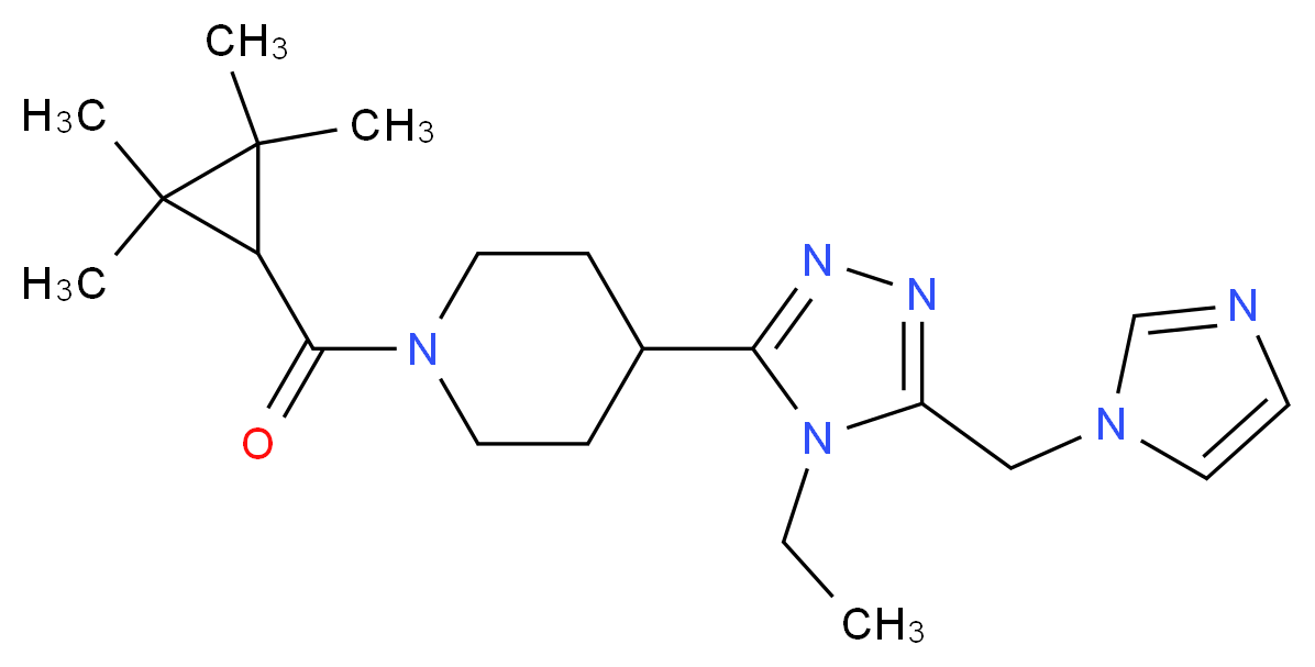 4-[4-ethyl-5-(1H-imidazol-1-ylmethyl)-4H-1,2,4-triazol-3-yl]-1-[(2,2,3,3-tetramethylcyclopropyl)carbonyl]piperidine_分子结构_CAS_)