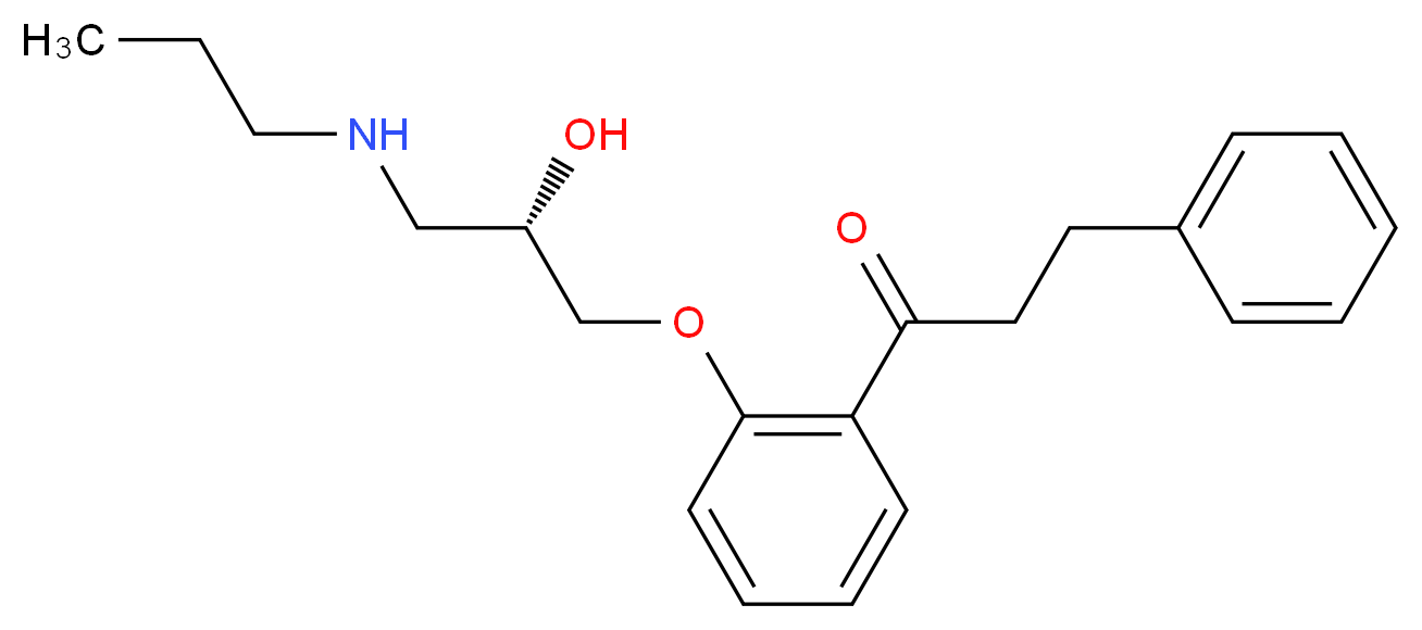 1-{2-[(2S)-2-hydroxy-3-(propylamino)propoxy]phenyl}-3-phenylpropan-1-one_分子结构_CAS_107381-32-8