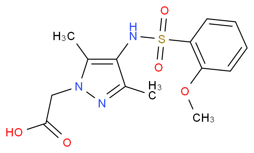 (4-{[(2-methoxyphenyl)sulfonyl]amino}-3,5-dimethyl-1H-pyrazol-1-yl)acetic acid_分子结构_CAS_)