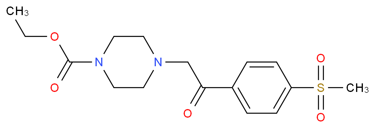 Ethyl 4-{2-[4-(methylsulfonyl)phenyl]-2-oxoethyl}tetrahydro-1(2H)-pyrazinecarboxylate_分子结构_CAS_924869-22-7)