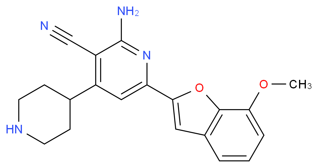 2-amino-6-(7-methoxy-1-benzofuran-2-yl)-4-piperidin-4-ylnicotinonitrile_分子结构_CAS_)