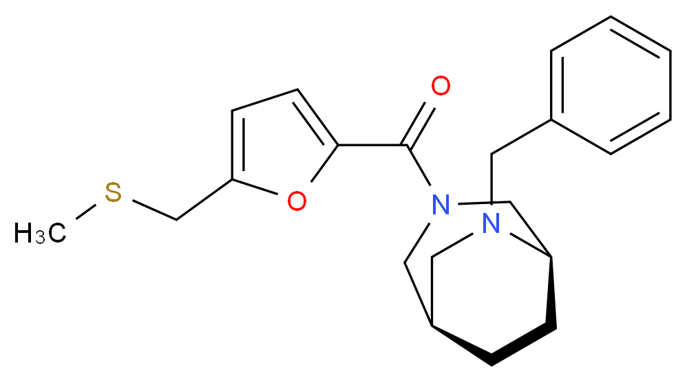 (1R*,5R*)-6-benzyl-3-{5-[(methylthio)methyl]-2-furoyl}-3,6-diazabicyclo[3.2.2]nonane_分子结构_CAS_)