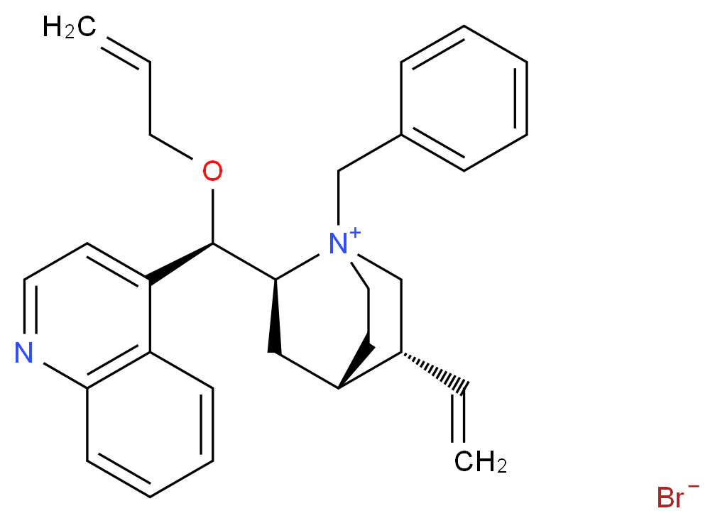 (2S,4S,5R)-1-benzyl-5-ethenyl-2-[(R)-(prop-2-en-1-yloxy)(quinolin-4-yl)methyl]-1-azabicyclo[2.2.2]octan-1-ium bromide_分子结构_CAS_158195-40-5