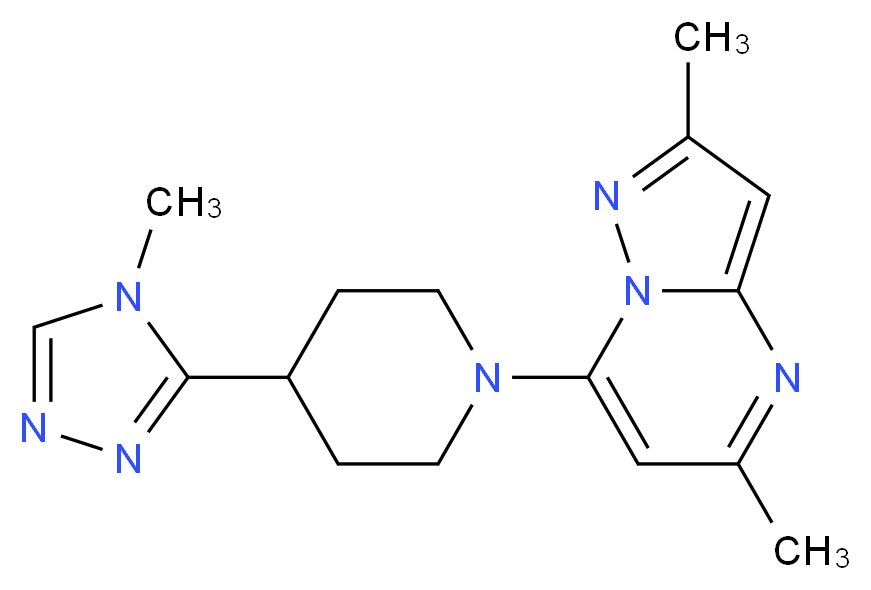 2,5-dimethyl-7-[4-(4-methyl-4H-1,2,4-triazol-3-yl)-1-piperidinyl]pyrazolo[1,5-a]pyrimidine_分子结构_CAS_)