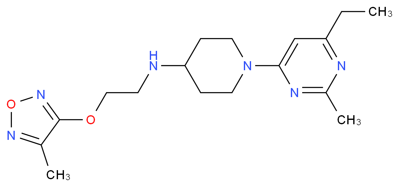 1-(6-ethyl-2-methylpyrimidin-4-yl)-N-{2-[(4-methyl-1,2,5-oxadiazol-3-yl)oxy]ethyl}piperidin-4-amine_分子结构_CAS_)