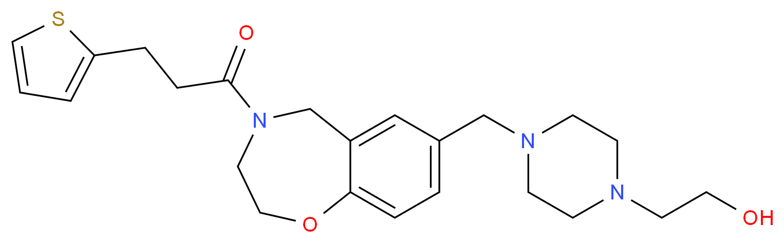 2-[4-({4-[3-(2-thienyl)propanoyl]-2,3,4,5-tetrahydro-1,4-benzoxazepin-7-yl}methyl)-1-piperazinyl]ethanol_分子结构_CAS_)