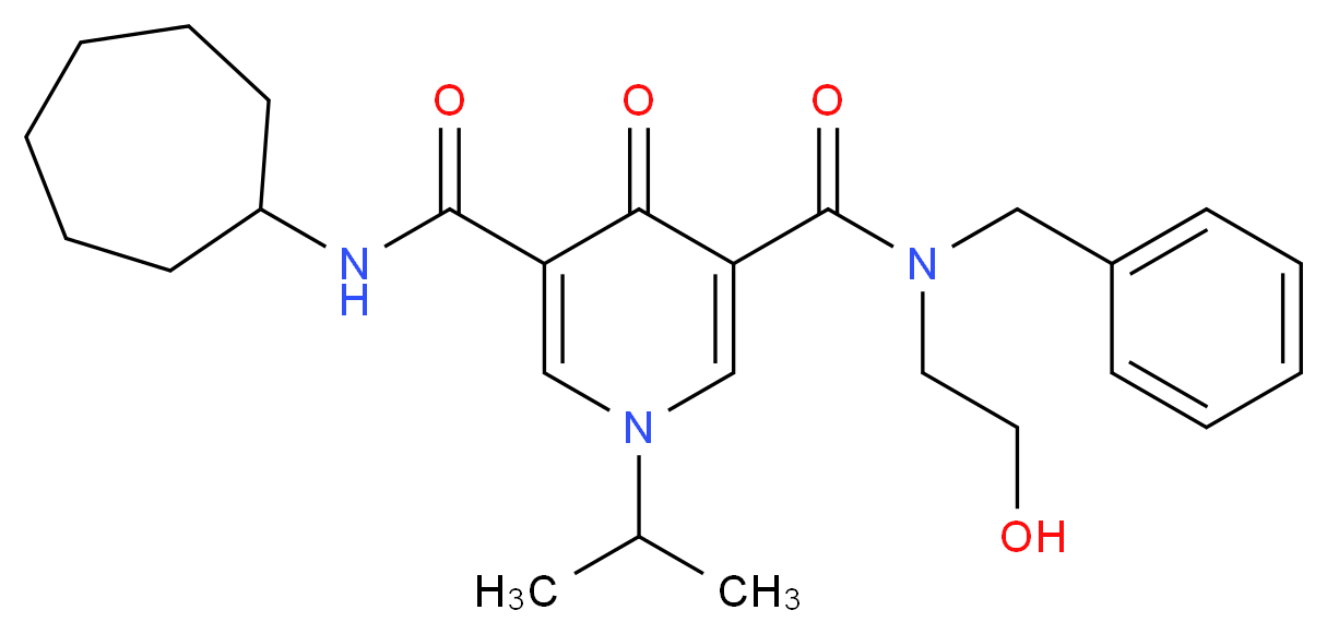 N-benzyl-N'-cycloheptyl-N-(2-hydroxyethyl)-1-isopropyl-4-oxo-1,4-dihydro-3,5-pyridinedicarboxamide_分子结构_CAS_)