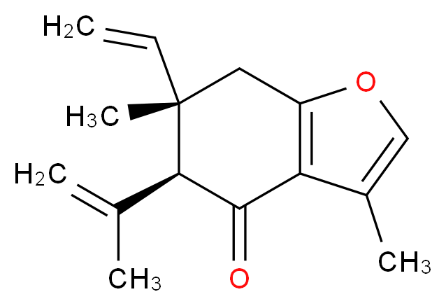 (5S,6S)-6-ethenyl-3,6-dimethyl-5-(prop-1-en-2-yl)-4,5,6,7-tetrahydro-1-benzofuran-4-one_分子结构_CAS_20493-56-5