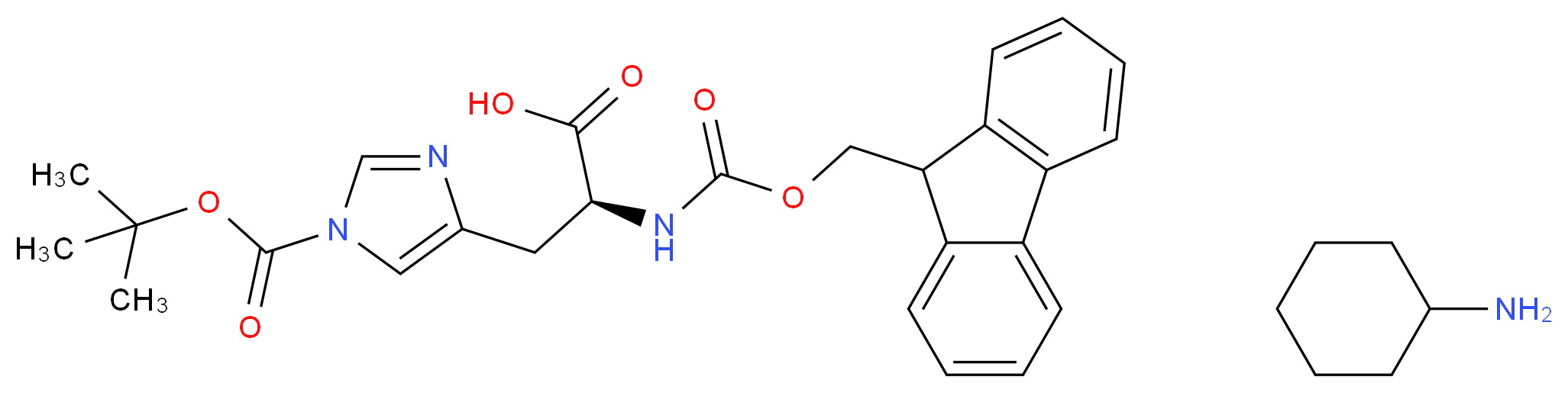 (2S)-3-{1-[(tert-butoxy)carbonyl]-1H-imidazol-4-yl}-2-{[(9H-fluoren-9-ylmethoxy)carbonyl]amino}propanoic acid; cyclohexanamine_分子结构_CAS_210820-99-8