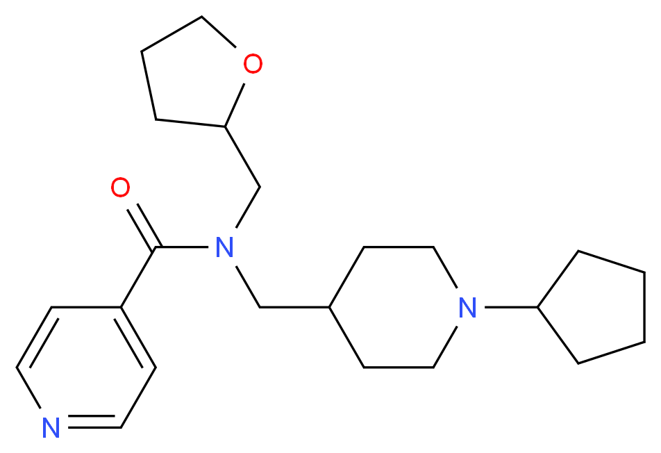 N-[(1-cyclopentyl-4-piperidinyl)methyl]-N-(tetrahydro-2-furanylmethyl)isonicotinamide_分子结构_CAS_)