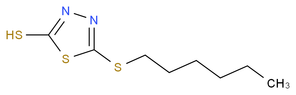 5-(hexylsulfanyl)-1,3,4-thiadiazole-2-thiol_分子结构_CAS_4858-28-0