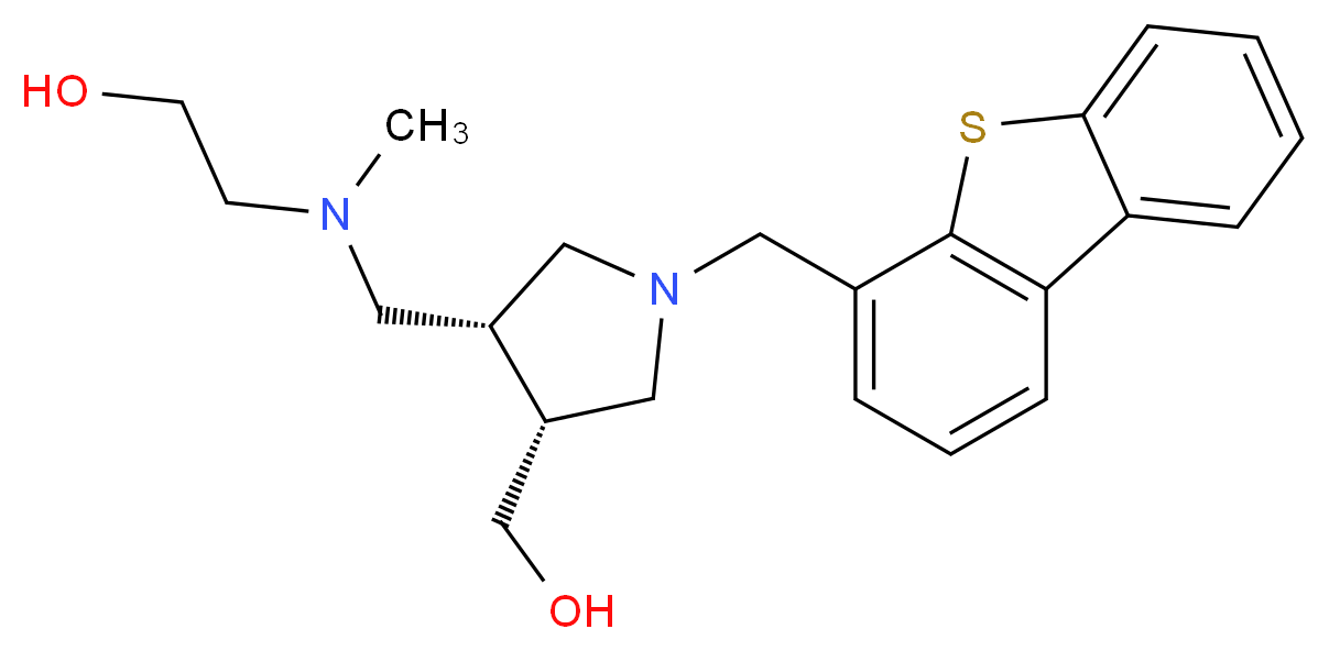 2-[{[(3R*,4R*)-1-(dibenzo[b,d]thien-4-ylmethyl)-4-(hydroxymethyl)pyrrolidin-3-yl]methyl}(methyl)amino]ethanol_分子结构_CAS_)