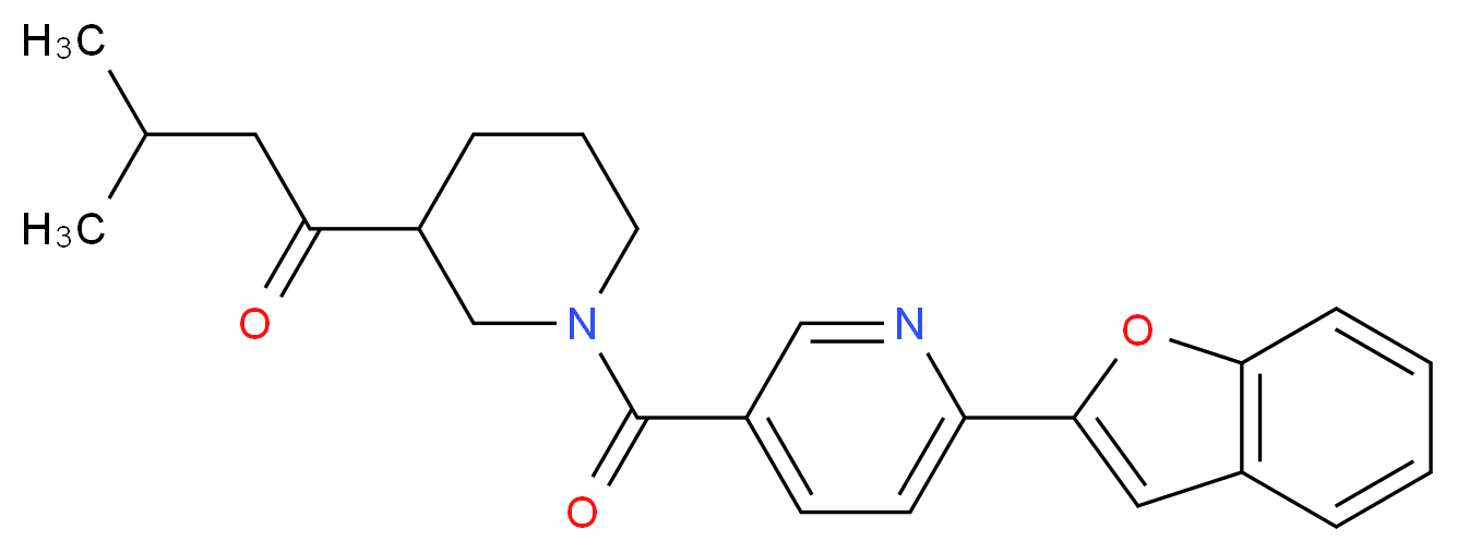 1-(1-{[6-(1-benzofuran-2-yl)pyridin-3-yl]carbonyl}piperidin-3-yl)-3-methylbutan-1-one_分子结构_CAS_)