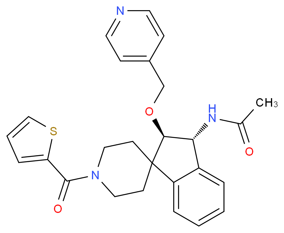 N-[(2R*,3R*)-2-(4-pyridinylmethoxy)-1'-(2-thienylcarbonyl)-2,3-dihydrospiro[indene-1,4'-piperidin]-3-yl]acetamide_分子结构_CAS_)
