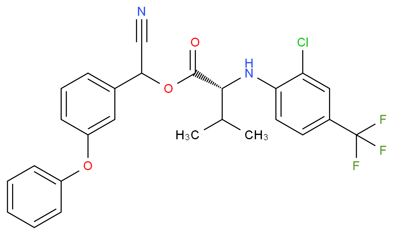 cyano(3-phenoxyphenyl)methyl (2R)-2-{[2-chloro-4-(trifluoromethyl)phenyl]amino}-3-methylbutanoate_分子结构_CAS_102851-06-9