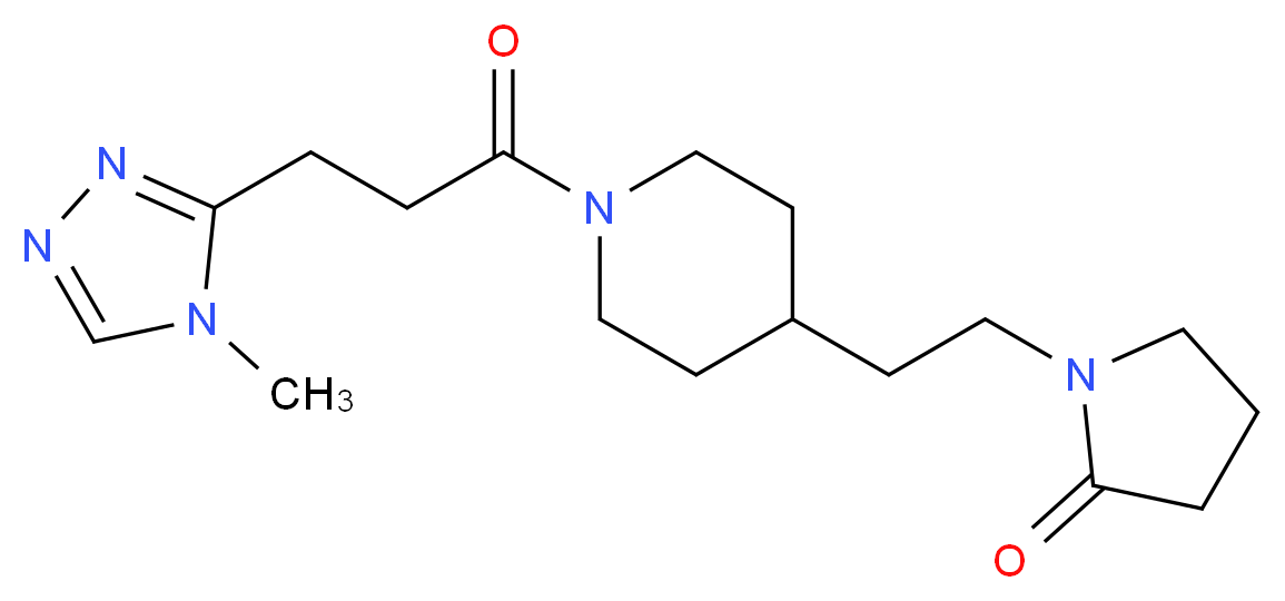 1-(2-{1-[3-(4-methyl-4H-1,2,4-triazol-3-yl)propanoyl]-4-piperidinyl}ethyl)-2-pyrrolidinone_分子结构_CAS_)