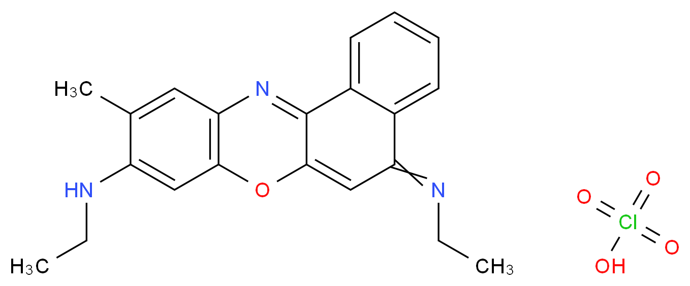 N-ethyl-12-(ethylimino)-7-methyl-12H-10-oxa-5-azatetraphen-8-amine; perchloric acid_分子结构_CAS_62669-60-7