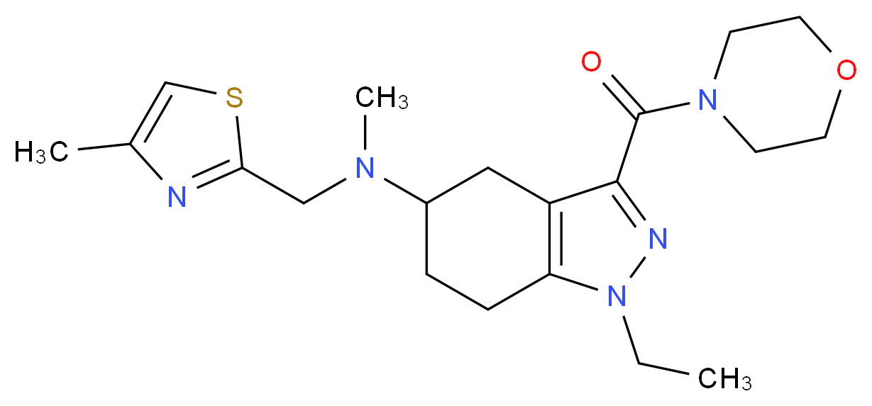 1-ethyl-N-methyl-N-[(4-methyl-1,3-thiazol-2-yl)methyl]-3-(4-morpholinylcarbonyl)-4,5,6,7-tetrahydro-1H-indazol-5-amine_分子结构_CAS_)