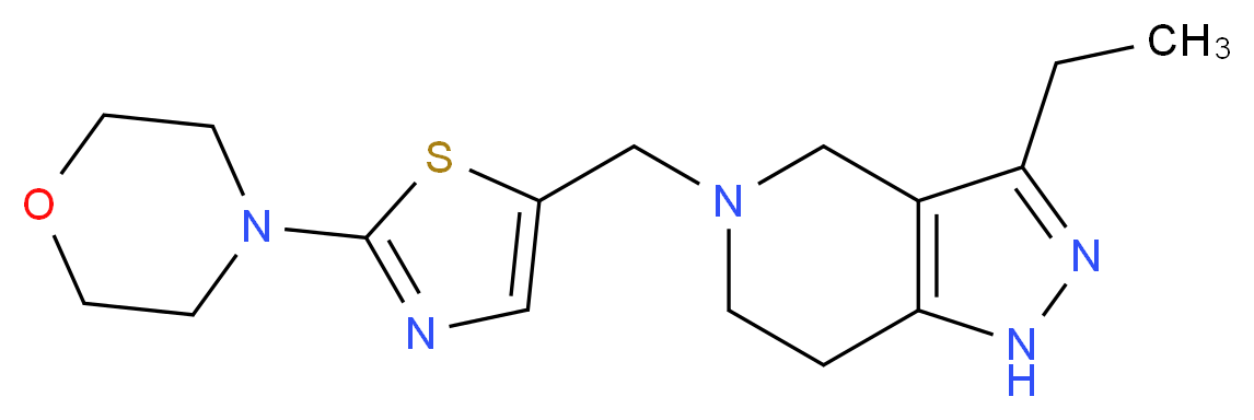 3-ethyl-5-[(2-morpholin-4-yl-1,3-thiazol-5-yl)methyl]-4,5,6,7-tetrahydro-1H-pyrazolo[4,3-c]pyridine_分子结构_CAS_)