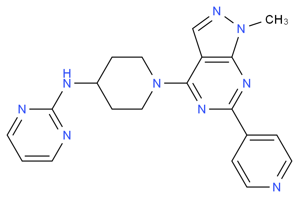 N-{1-[1-methyl-6-(4-pyridinyl)-1H-pyrazolo[3,4-d]pyrimidin-4-yl]-4-piperidinyl}-2-pyrimidinamine_分子结构_CAS_)