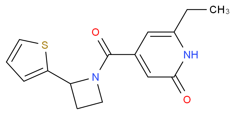 6-ethyl-4-{[2-(2-thienyl)azetidin-1-yl]carbonyl}pyridin-2(1H)-one_分子结构_CAS_)