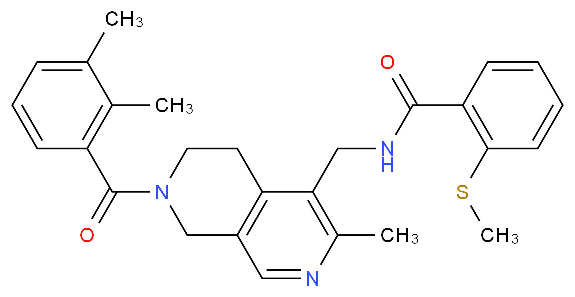 N-{[7-(2,3-dimethylbenzoyl)-3-methyl-5,6,7,8-tetrahydro-2,7-naphthyridin-4-yl]methyl}-2-(methylthio)benzamide_分子结构_CAS_)