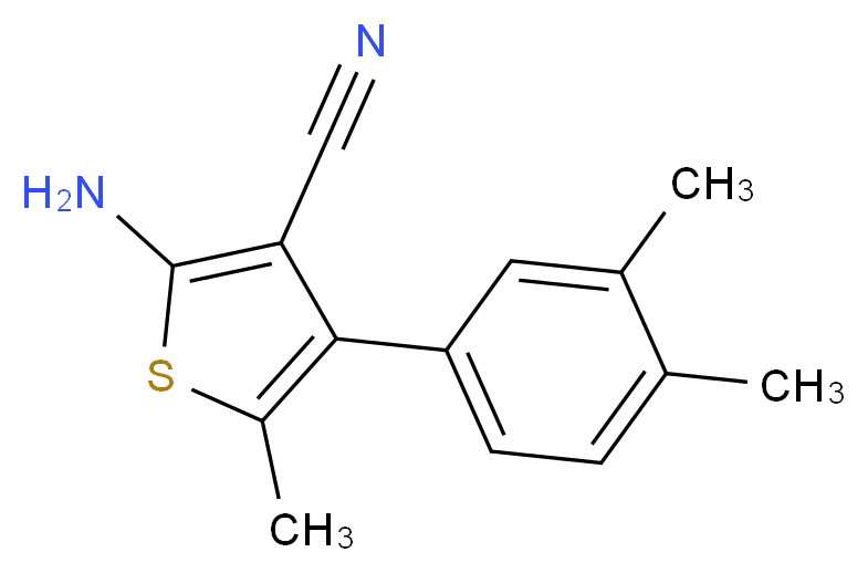 2-amino-4-(3,4-dimethylphenyl)-5-methylthiophene-3-carbonitrile_分子结构_CAS_438219-18-2